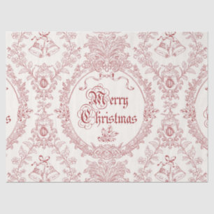 Papel De Seda Ornate Classic Vintage Merry Christmas Red Toile