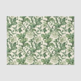 Papel De Seda Ornate dark green acanthus leaves pattern
