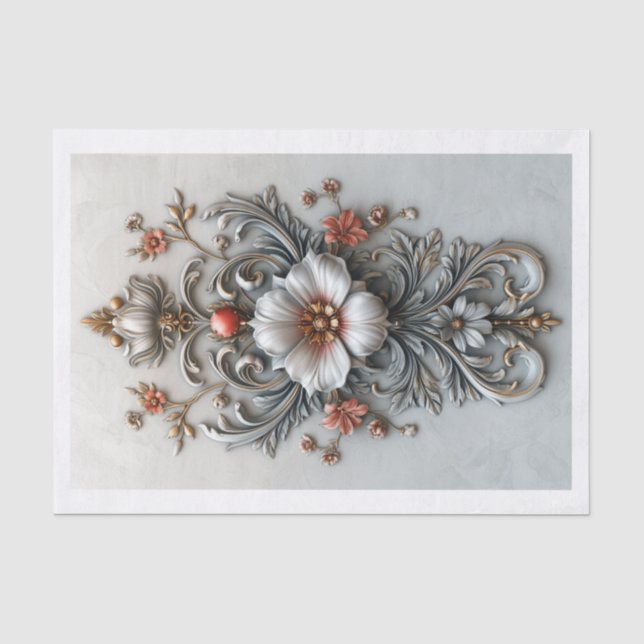 Papel De Seda Ornate Filigree Center / Relief (Anverso)