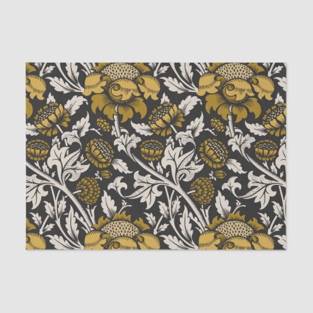 Papel De Seda Ornate floral pattern with large gold flowers  (Anverso)