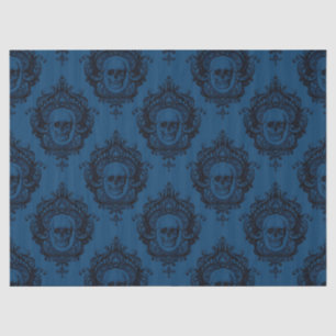 Papel De Seda Ornate Frames and Skulls on Blue Decoupage