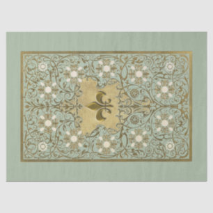 Papel De Seda Ornate Gold Fleur de Lis Filigree Decoupage Francé