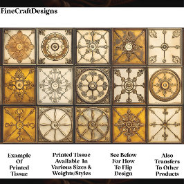 Papel De Seda Ornate Mixed Tiles Brown Bronze Gold AA6 Decoupage
