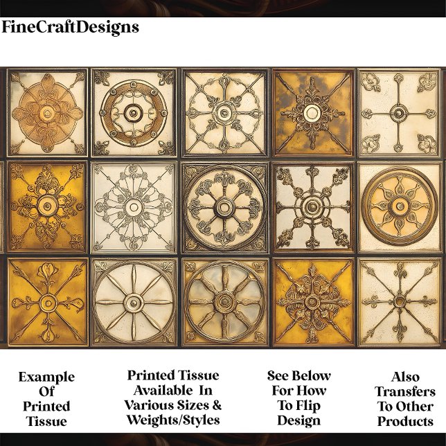 Papel De Seda Ornate Mixed Tiles Brown Bronze Gold AA6 Decoupage (Subido por el creador)