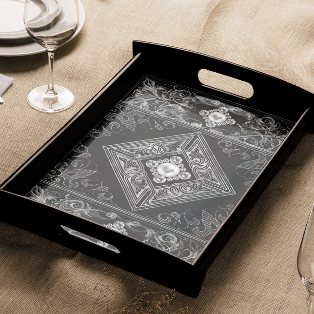 Papel De Seda Ornate Opulence | Florecimiento de las joyas negro (Subido por el creador)
