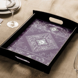 Papel De Seda Ornate Opulence   Prosperar joyas moradas y platea
