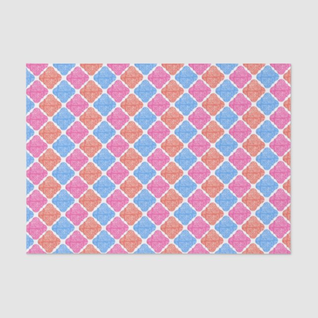 Papel De Seda Ornate Patchwork Diamonds Pattern (Anverso)