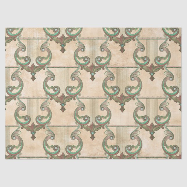 Papel De Seda Ornate Patina Harps en Tan Decoupage (Anverso)