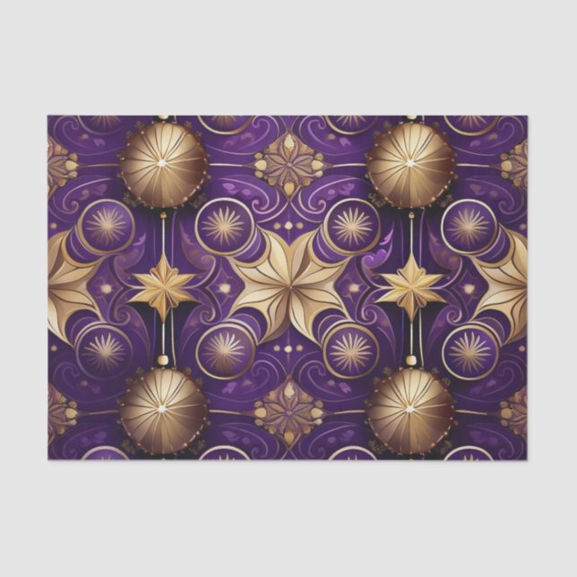 PAPEL DE SEDA ORNATE PURPLE & GOLD CHRISTMAS FLOURISHES (Anverso)