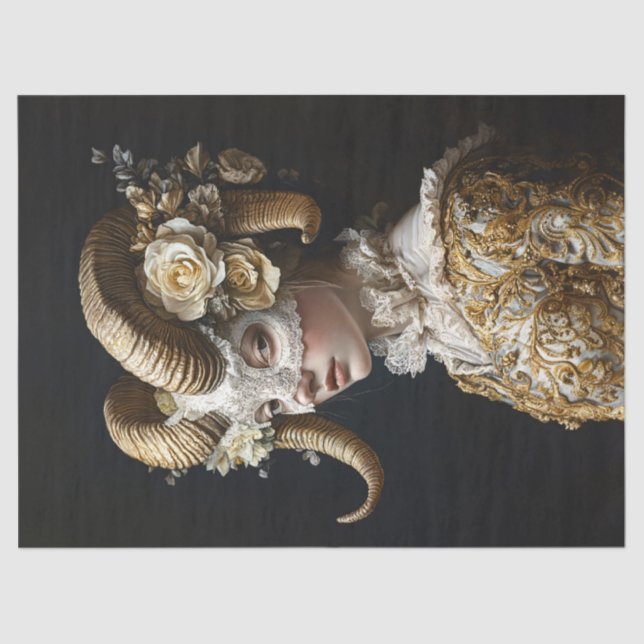 Papel De Seda Ornate Ram Mask Masquerade Disstume (Anverso)