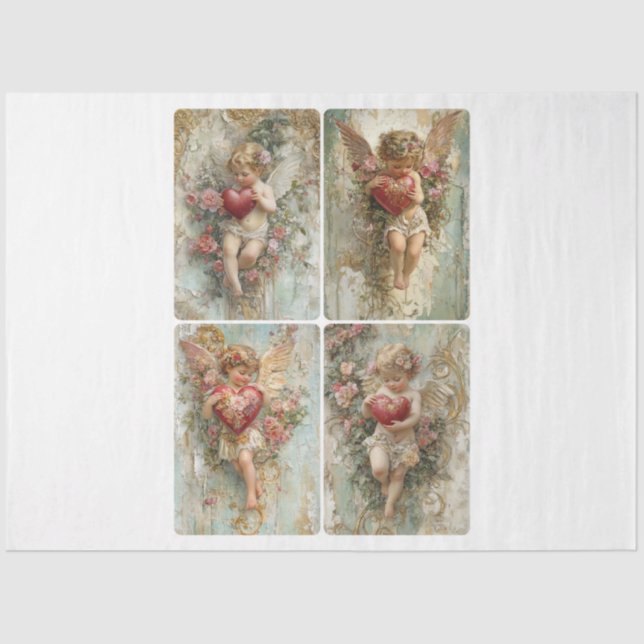 Papel De Seda Ornate Valentine Cupids (Anverso)