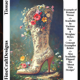 Papel De Seda Ornate Wildflower Cowgirl Boot DG1LF Decoupage