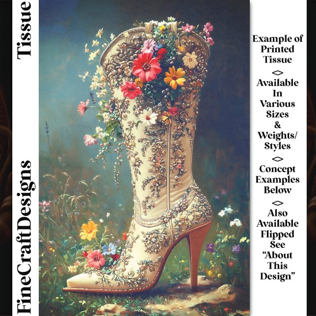Papel De Seda Ornate Wildflower Cowgirl Boot DG1LF Decoupage (Subido por el creador)