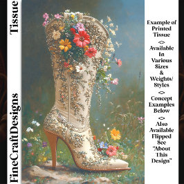 Papel De Seda Ornate Wildflower Cowgirl Boot DG1R Decoupage
