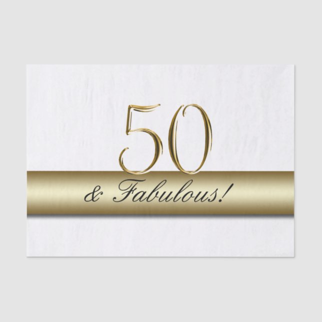 Papel De Seda Oro 50 y cumpleaños fabuloso del | 50.o (Anverso)