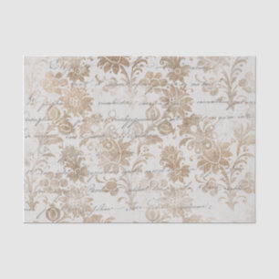 Papel De Seda Oro Antiguo Damask Script