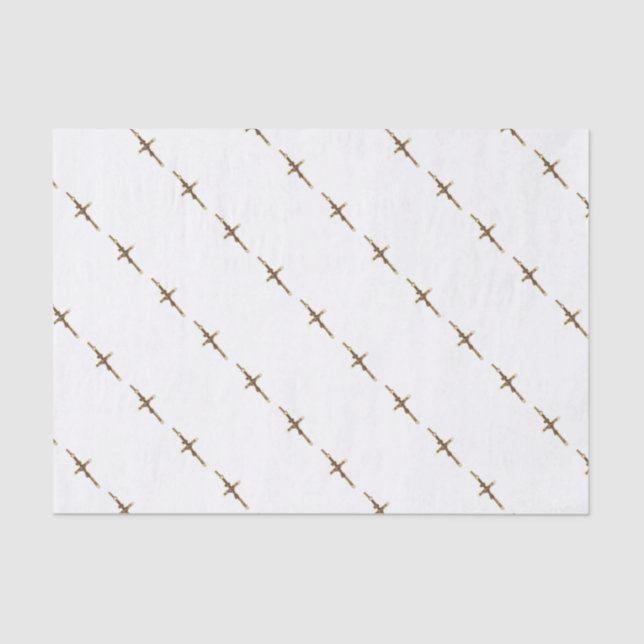 Papel De Seda Oro cruzado del Jesucristo horizontal (Anverso)