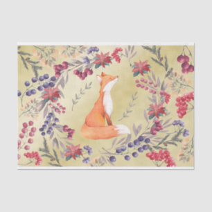 Papel De Seda Oro de las bayas del invierno del Fox de la