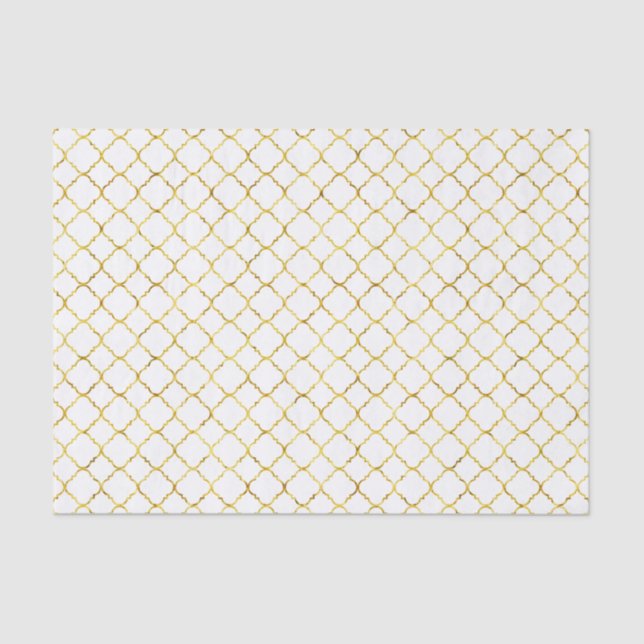Papel De Seda Oro elegante Quatrefoil (Anverso)