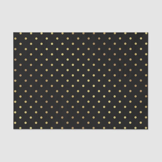 Papel De Seda Oro elegante y lunares negros (Anverso)