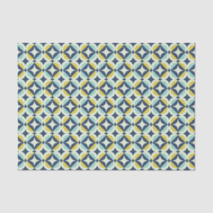 Papel De Seda Oro geométrico y modelo azul