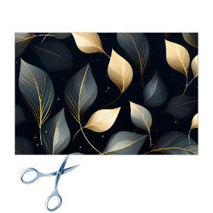 Papel De Seda Oro Impresionante y Hojas Caídas Grises