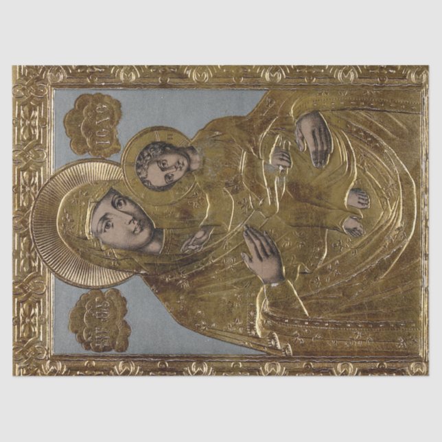 Papel De Seda Oro Madre Elegante María Niño Jesucristo (Anverso)