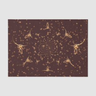 Papel De Seda Oro marrón occidental Purpurina Cow Skull