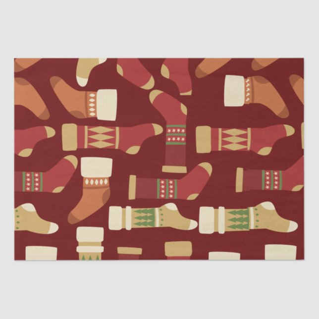 Papel De Seda Oro navidades, rojo, zócalos verdes (Anverso)