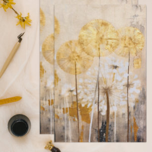 Papel De Seda Oro Oriental Floral Moderno