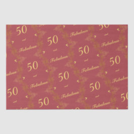 Papel De Seda Oro Rojo Moderno 50 Fabuloso Cumpleaños