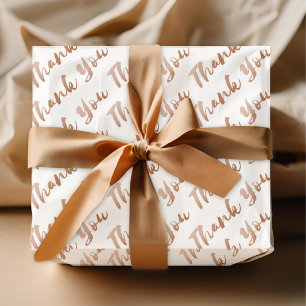 Papel De Seda Oro Rosa Gracias Tipografía De Guión De Cepillo De