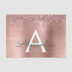 Papel De Seda Oro Rosa - Nombre Metalizado del monograma del Pur