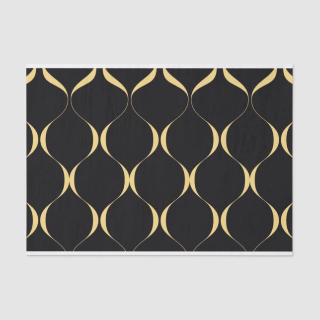 Papel De Seda Oro, sencillo, moderno, lujoso gráfico ondulado (Anverso)