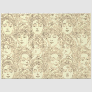Papel De Seda Oro sepia victoriano de patrón chica Gibson
