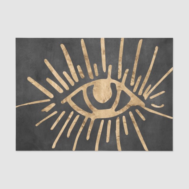Papel De Seda Oro todos viendo carbón de ojos gris negro angusti (Anverso)