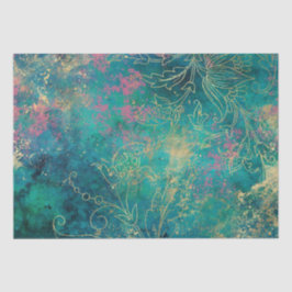 Papel De Seda Oro Vintage Floral Grunge Damasco