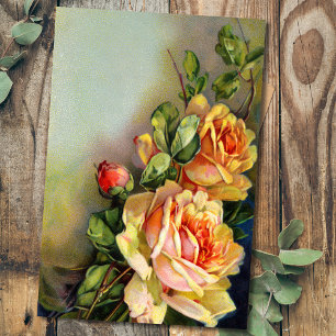 Papel De Seda Oro vintage y Rosas de Rubor