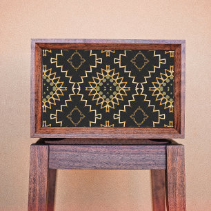 Papel De Seda Oro y Geometría Negra Étnica Oriental Arabesca