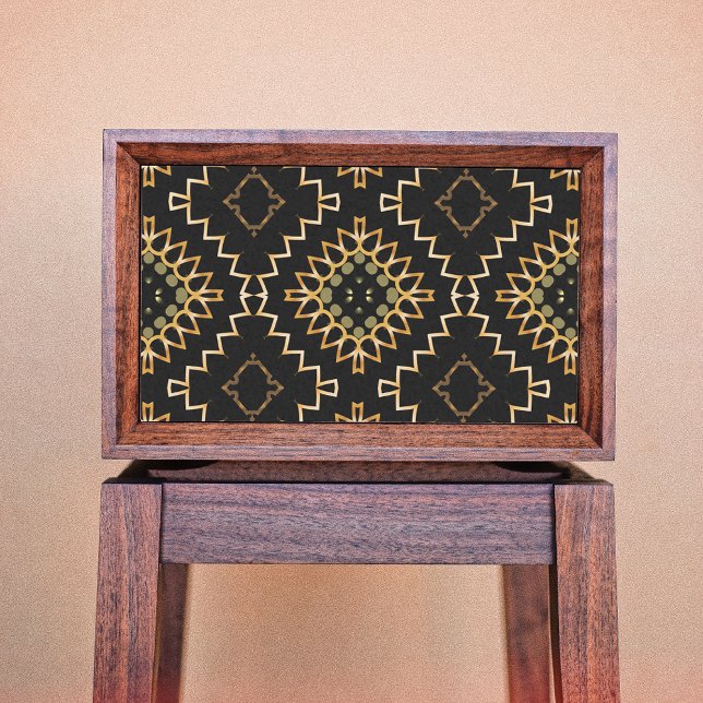 Papel De Seda Oro y Geometría Negra Étnica Oriental Arabesca (Subido por el creador)