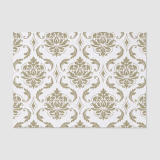 Papel De Seda Oro y modelo blanco del damasco del vintage