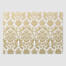 Papel De Seda Oro y modelo elegante blanco del damasco