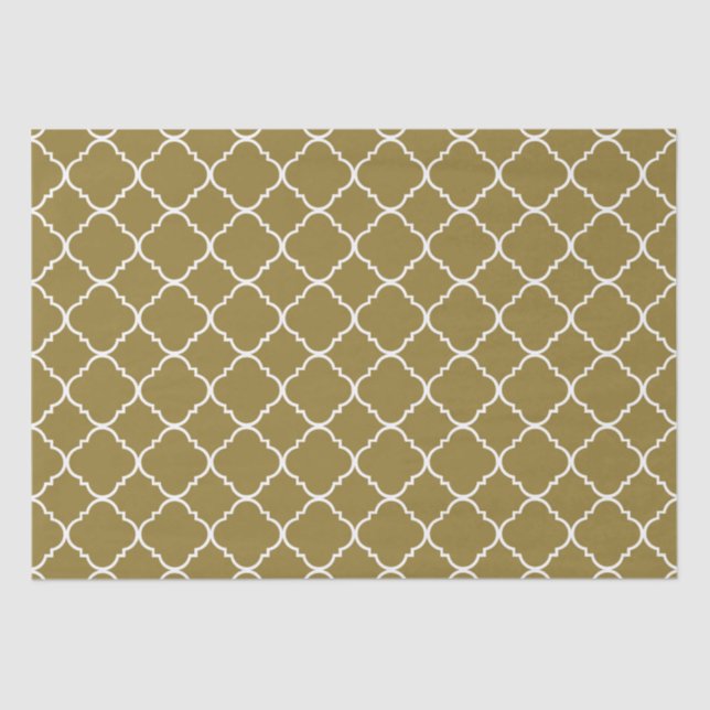 Papel De Seda Oro y quatrefoil blanco (Anverso)