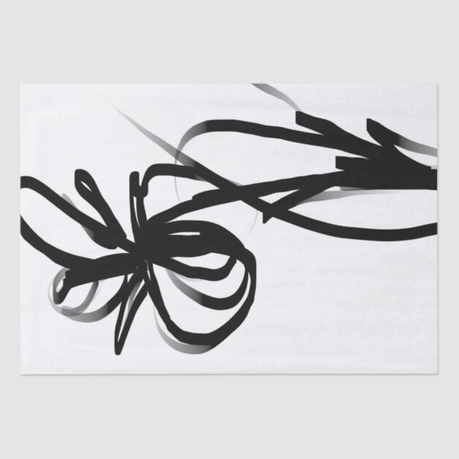 Papel De Seda Orquídea en blanco y negro abstracto (Anverso)