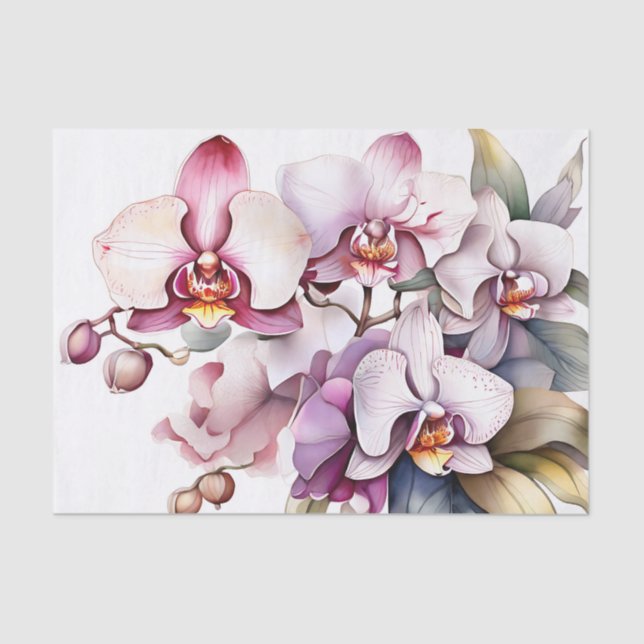 Papel De Seda Orquídea Floral Agua suave (Anverso)