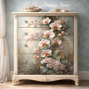 Papel De Seda Orquídea Rosa Suave Cascada Elegancia Decoupage