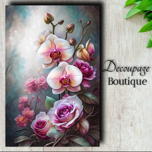 Papel De Seda Orquídea Rosa Sueño Decoupage