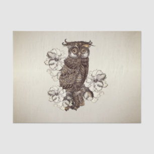 Papel De Seda Orquídeas de crema de búho dorado