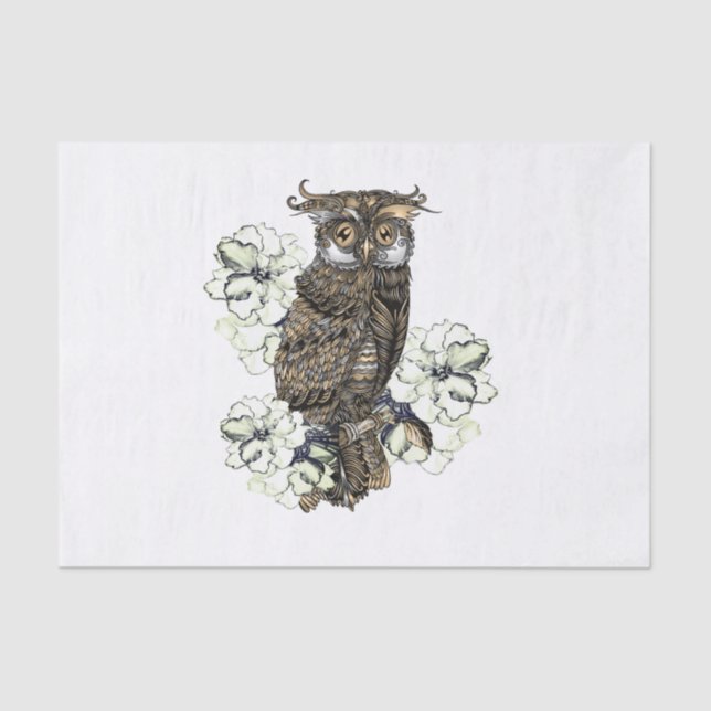 Papel De Seda Orquídeas verdes de búho dorado (Anverso)