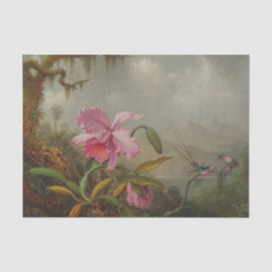 Papel De Seda Orquídeas y colibríes por Martin Johnson Heade
